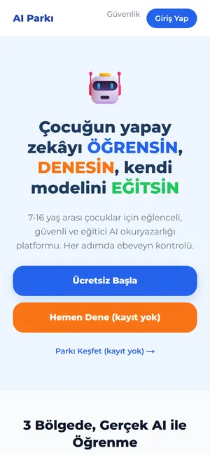 AI Parkı ekranı