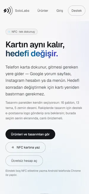 SoloLabs NFC ekranı